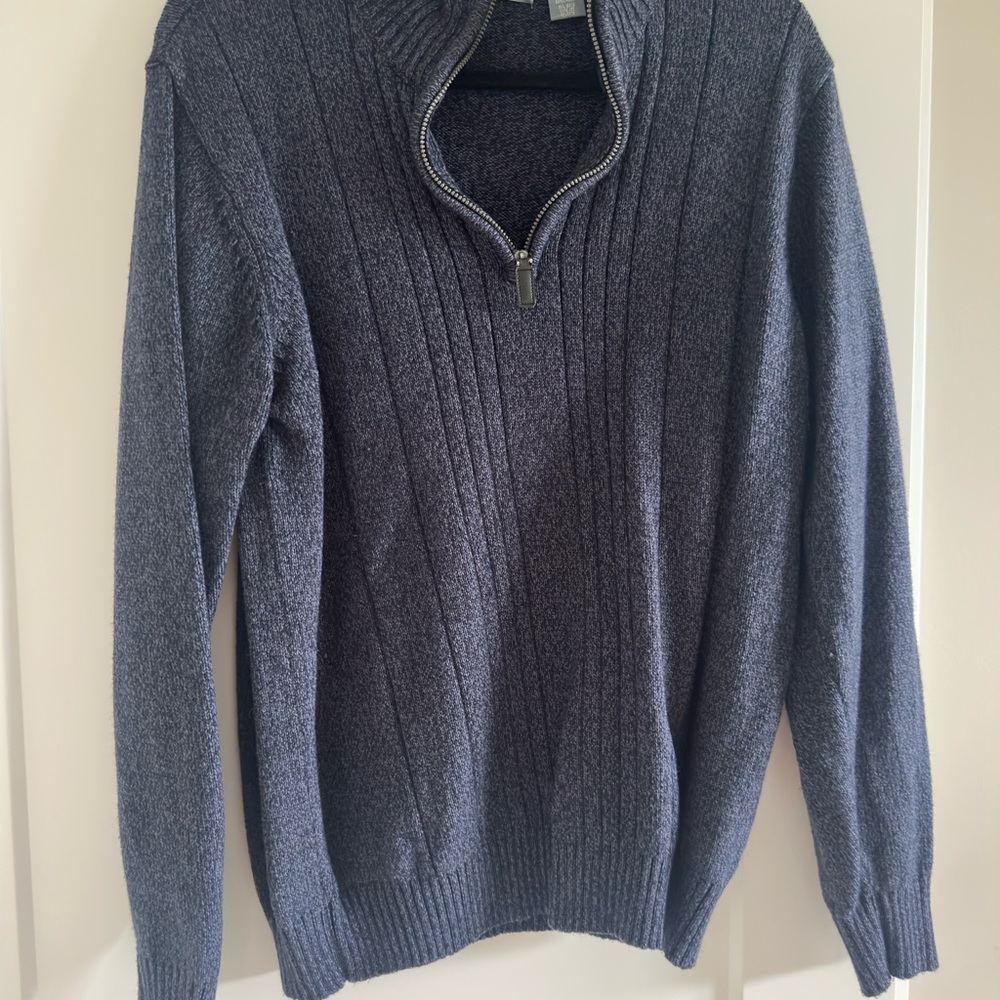 Oscar de la Renta Navy Zip-Up Sweater